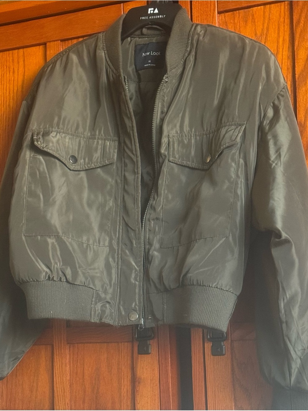 New Look Olive Green Cropped Bomber Jacket